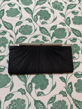 Elegant Black Evening Clutch with Rhinestone Trim